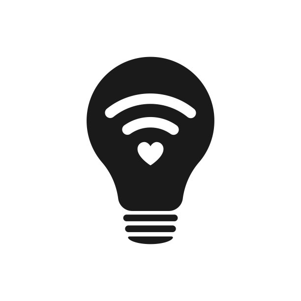 心脏用信号传输。无线网络图标。想法灯图标。平面样式-股票向量图片下载