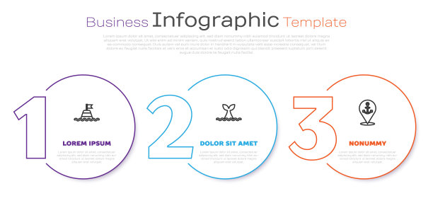 设置海上浮筒，鲸尾海浪，并有锚定位。业务信息模板。向量图片下载