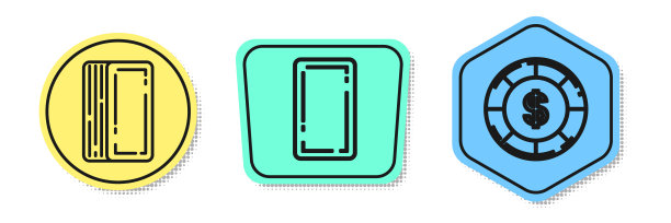 一副扑克牌，一副牌背和带有美元符号的赌场筹码。颜色的形状。向量图片下载