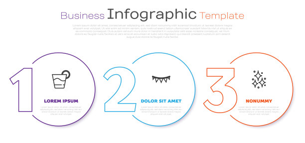 集鸡尾酒、彩旗花环和烟花于一身。业务信息模板。向量图片下载