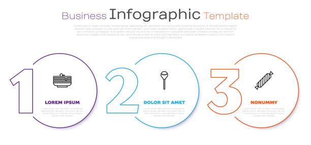 一叠煎饼，棒棒糖和糖果。业务信息模板。向量图片下载