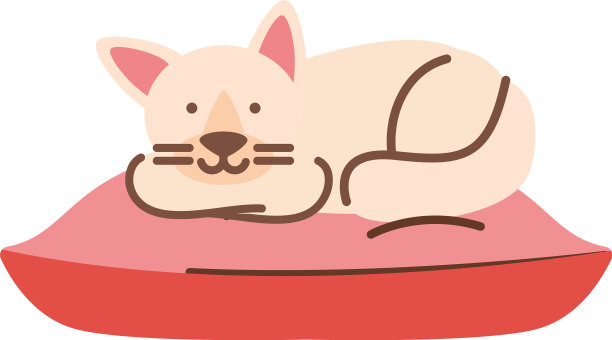 猫靠在垫子上图片下载