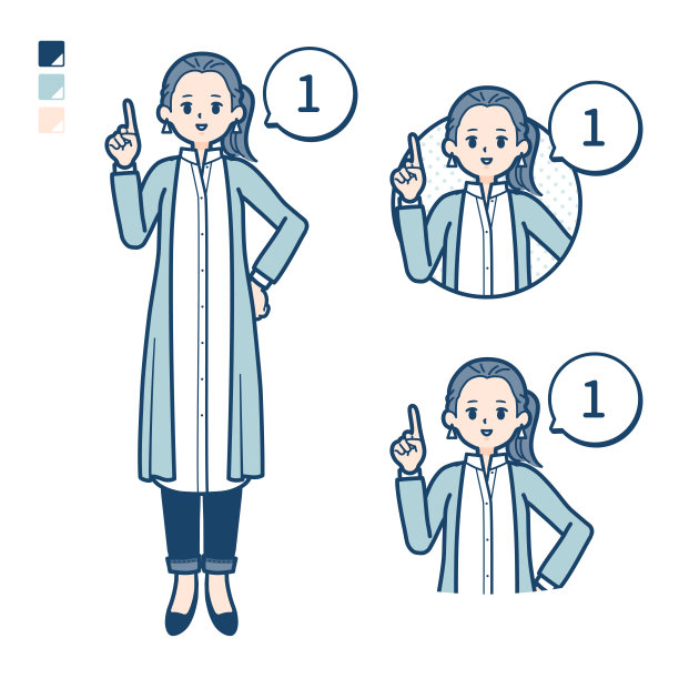 一个穿着长衬衫的女人，数为1个图像图片下载