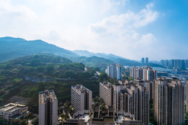 清晨重庆城市的天际线图片下载