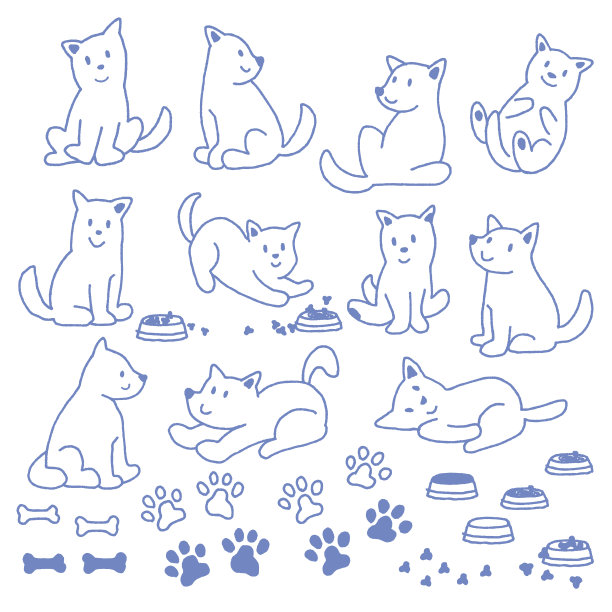 简单可爱的狗狗插画素材图片下载