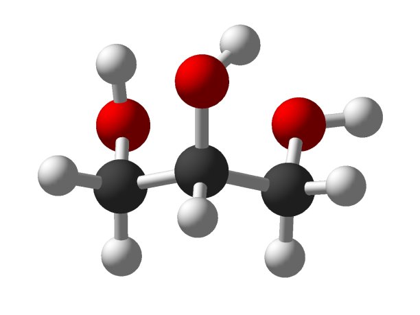 在白色背景化学原子分子上分离出的三维甘油分子结构图片下载