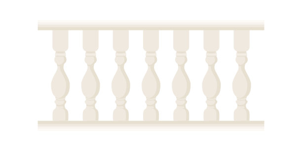 宫殿的城堡围墙。带栏杆的大理石栏杆，用于击剑和防止坠落。阳台扶手有石柱。装饰栏杆和建筑元素的概念。矢量图图片下载