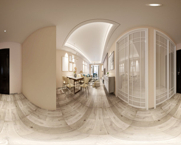 3D客厅渲染，360度虚拟现实视图图片下载