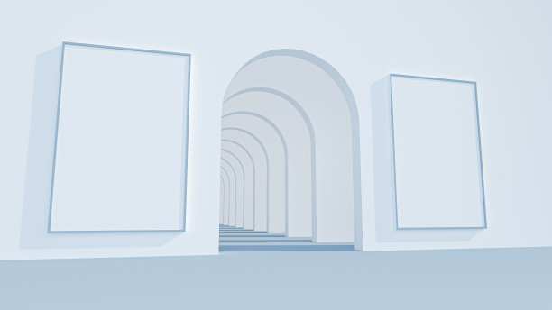 背景白色拱门与隧道和投下阴影。3 d渲染。图片下载