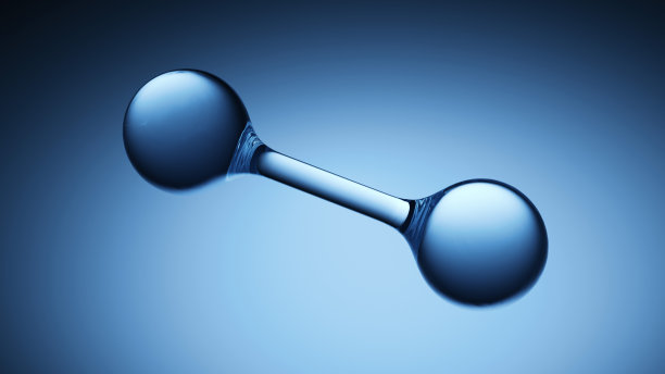 分子在空白的蓝色背景图片下载