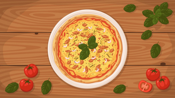 意大利风格的披萨在盘子里。图片下载