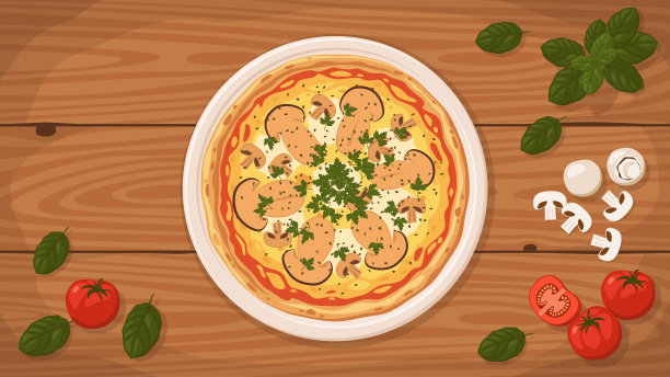 意式披萨在盘子里。图片下载