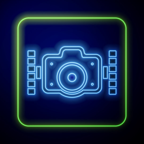 霓虹灯摄影相机为潜水员图标孤立图片下载