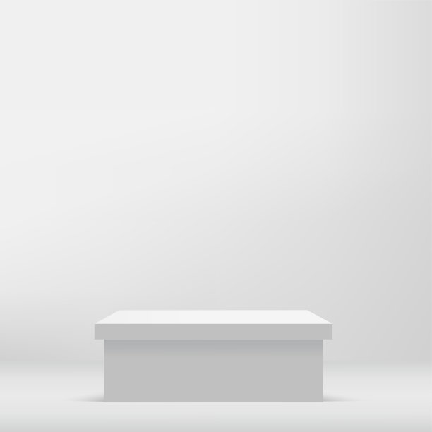 白色方形讲台供展示。向量图片下载