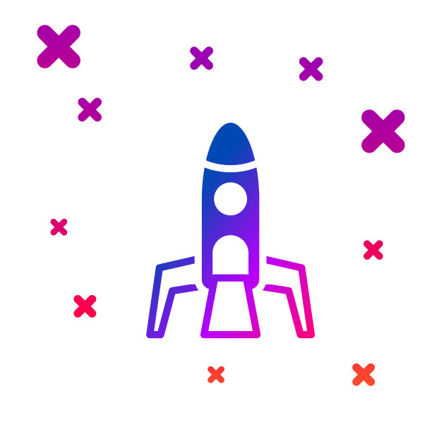 彩色火箭船图标孤立在白色上图片下载