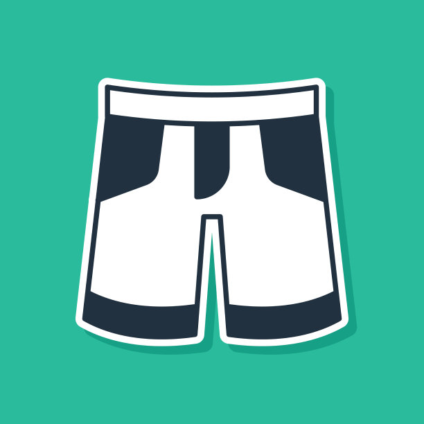 蓝色短裤或裤子图标孤立于绿色图片下载