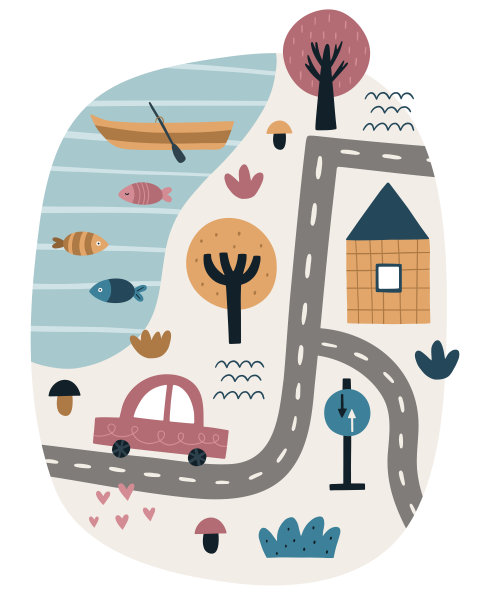 儿童房的可爱城市地图图片下载