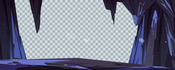 洞穴卡通背景，隧道框架与雪图片下载