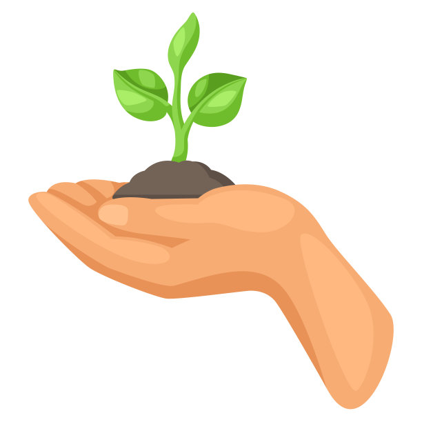 手里握着嫩绿的嫩芽。农业种植插图。图片下载