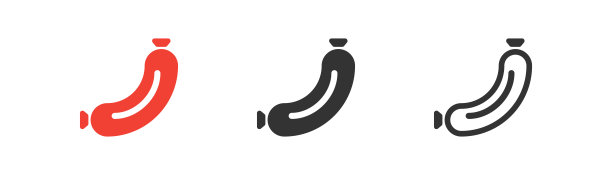 香肠图标。孤立的香肠剪影标志。矢量平面的烧烤线符号图片下载