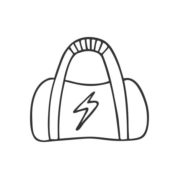 单人，手绘健身包。在涂鸦风格，黑色轮廓孤立在白色背景上。可爱的元素卡片，社交媒体横幅，贴纸，打印，装饰儿童游戏室。矢量图图片下载