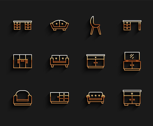 设置线扶手椅抽屉衣柜办公室书桌图片下载