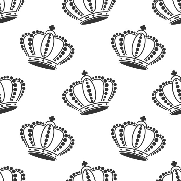 无缝背景与皇冠。皇冠上镶嵌着雕刻风格的宝石。权力的象征。王冠君主、宗教领袖、皇帝或沙皇的王冠图片下载