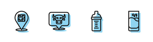 设置线婴儿奶在一个奶瓶奶酪牛头图片下载