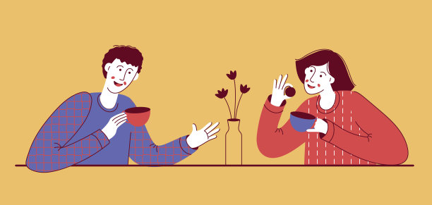 年轻男女在咖啡馆或家里喝茶。情侣在咖啡馆约会图片下载