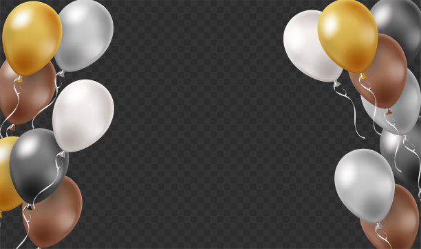 气球孤立在透明的背景向量。三维逼真的矢量模板周年，生日，销售，促销和派对设计元素。图片下载