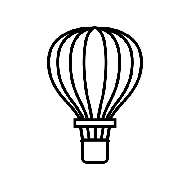 热气球线图标，矢量轮廓标志孤立在白色背景上图片下载