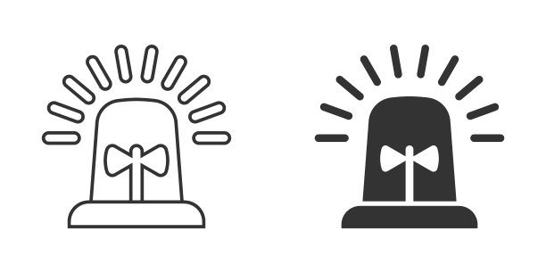 紧急警报图标在平面风格。警告灯矢量插图孤立的背景。警用急牌经营理念。图片下载