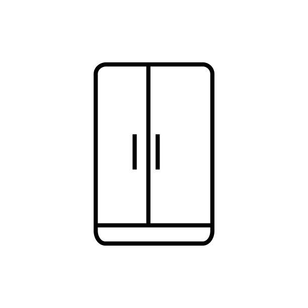 冰箱线图标，矢量轮廓标志孤立在白色背景上图片下载