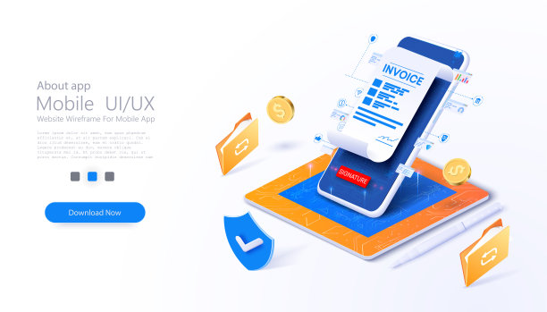 电子发票通过在线移动应用程序发送。货币交易，电子账户，现金交易，在线支付，数据保护。电子发票，商务财务软件。向量图片下载