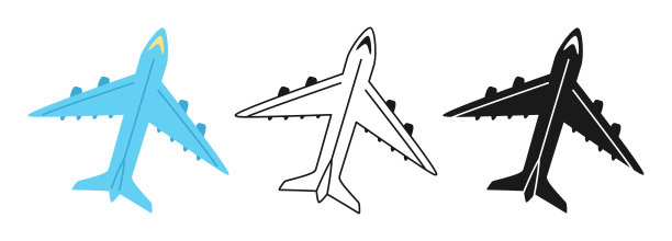 飞机图标卡通画邮票涂鸦集飞机飞机飞行简单的线条符号设计图片下载