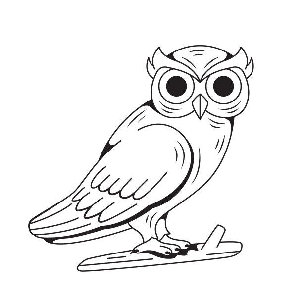 手绘猫头鹰轮廓插图矢量插图图片下载