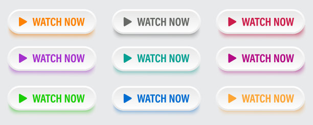 现在观看按钮图标设置彩色梯度。现在看图标在平面风格。按钮的网站，标签，横幅，贴纸，设计模板，图标和标志。图片下载
