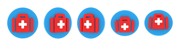 立体圆形医疗图标集，三维渲染插图图片下载