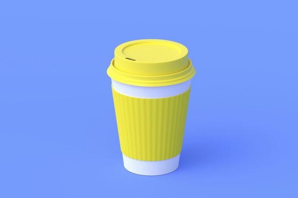 有盖子和袖子的一次性纸杯。三维渲染图片下载