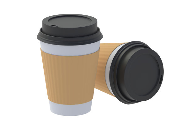 一次性咖啡纸杯孤立在白色背景上。三维渲染图片下载