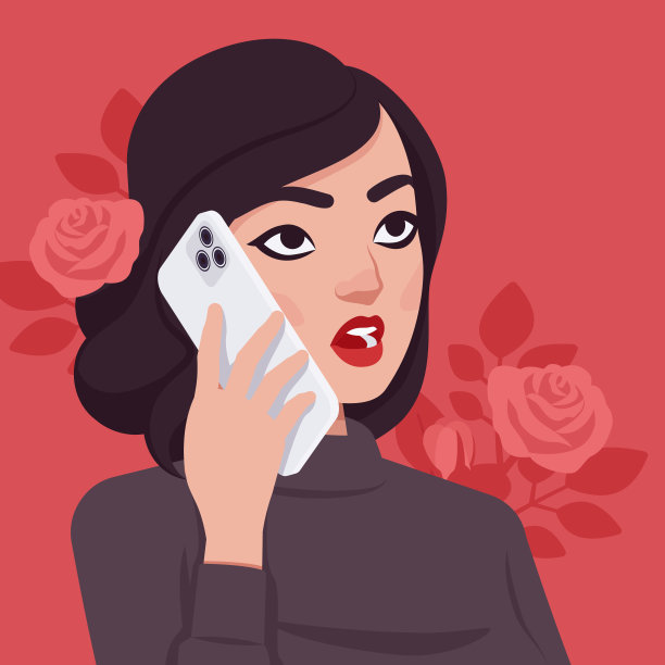 女人打电话，美丽的女士肖像与智能手机图片下载