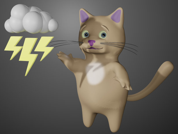 猫、雨和闪电图片下载