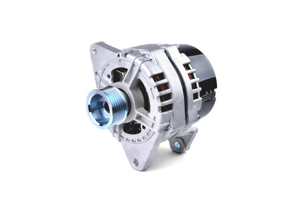 汽车发电机，汽车电器网络元素在白色背景，特写图片下载