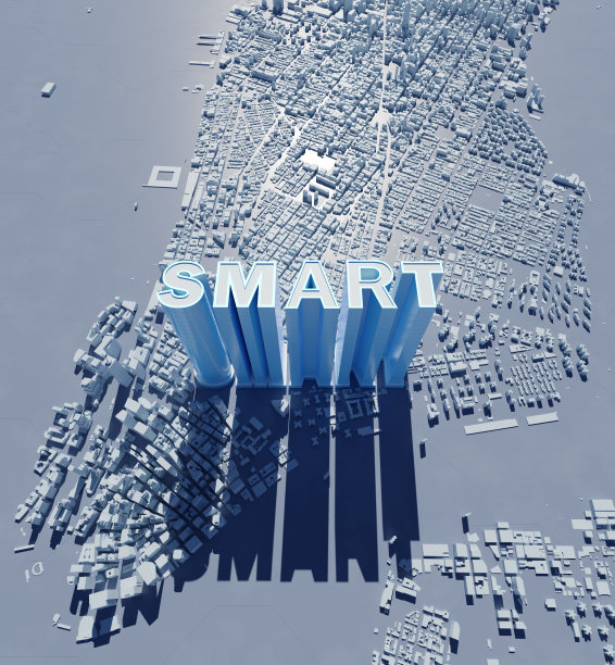 智能建筑在科技超级城市背景下，城市和未来的技术概念。3 d渲染。图片下载