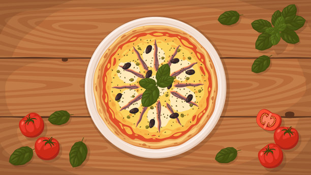 盘子里的意大利那不勒斯披萨。图片下载