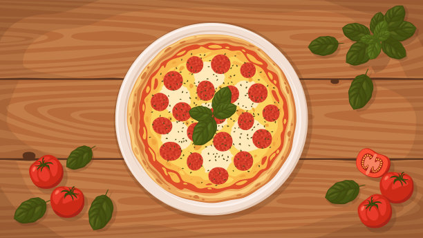 盘子里的美式辣香肠披萨。图片下载