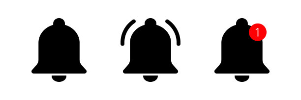 通知铃声图标设置。社交媒体提醒图标。矢量插图。孤立的白色背景。图片下载