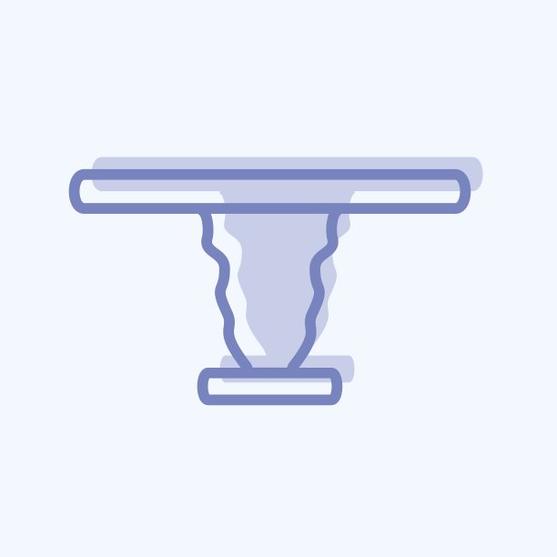 咖啡桌图标在时尚的两种色调风格孤立在软蓝色背景图片下载