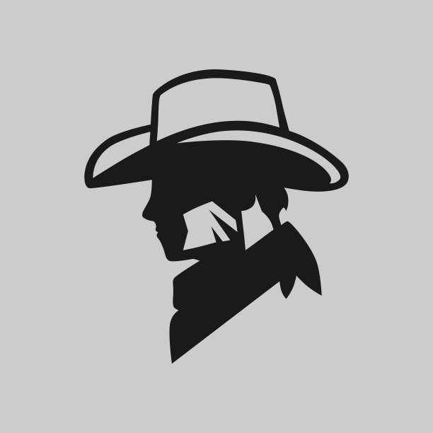 灰色背景上的牛仔头符号图片下载