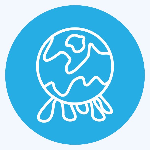 全球污染图标在时尚的蓝色眼睛风格孤立在柔和的蓝色背景图片下载